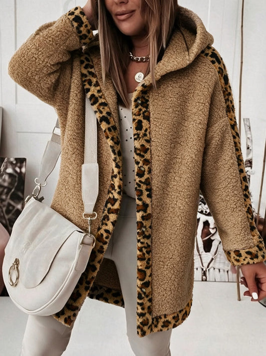 Women's Tartan & Leopard Patchwork Hooded Jacket