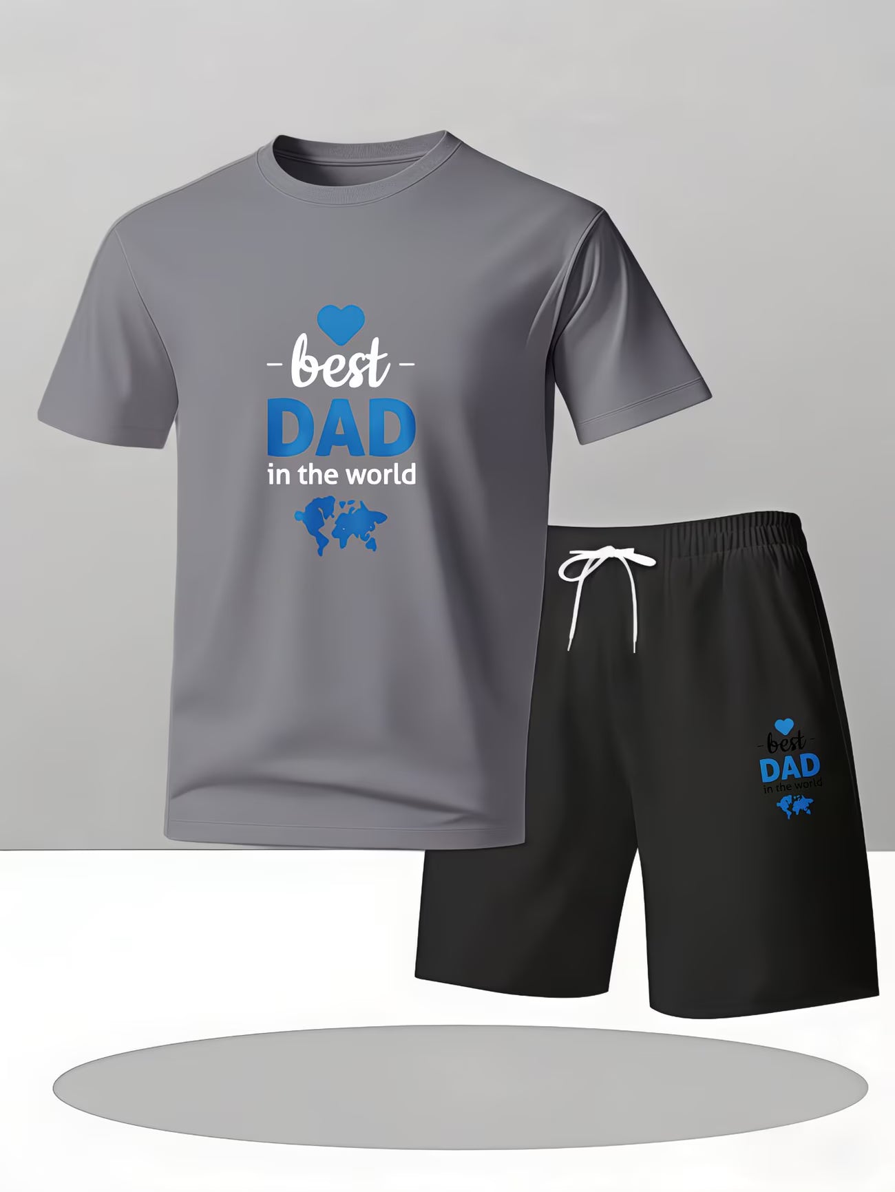 Men's 'Best Dad In The World' Slogan T-Shirt & Shorts Set