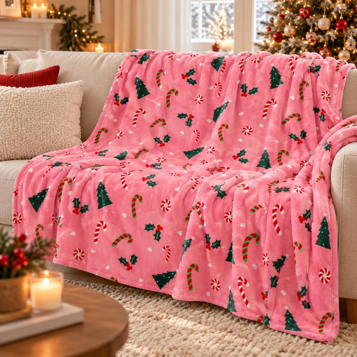 Christmas Printed Flannel Fleece Throw Blanket – 130 x 180 cm