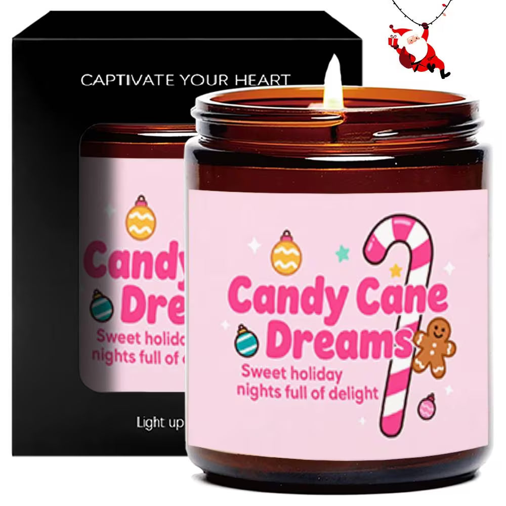 Lavender Scented Candle | Christmas Candy Cane & Gingerbread Dreams Holiday Edition
