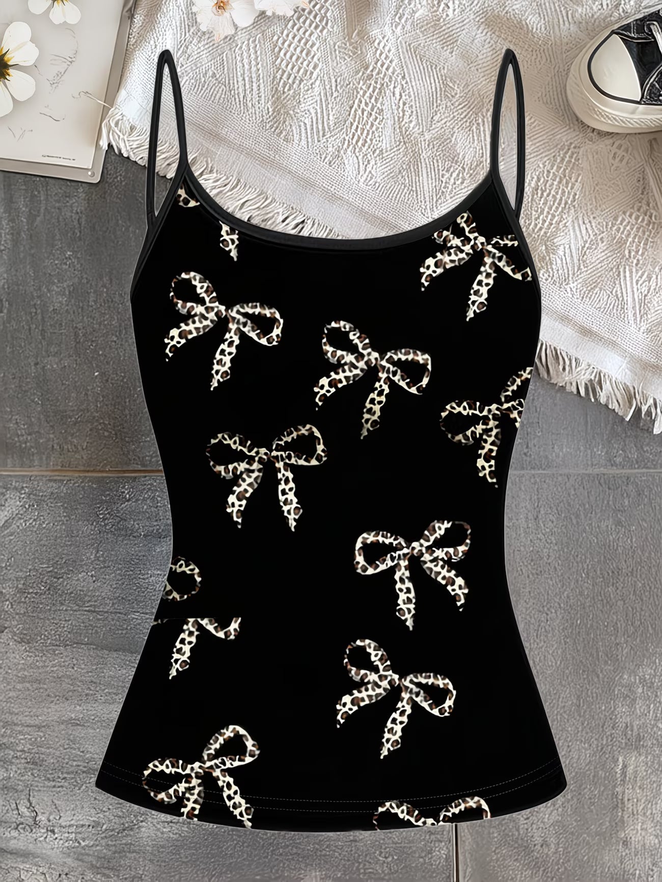 Leopard Print Bow Tank Top