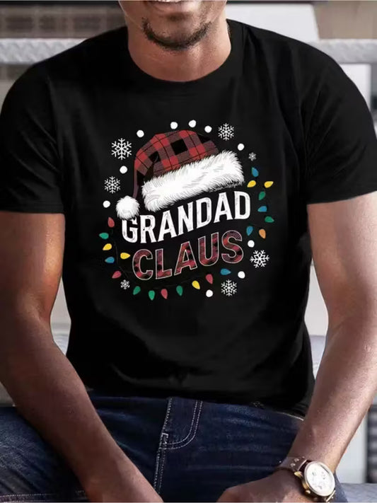 Men's Grandad Claus Santa Hat Print T-Shirt