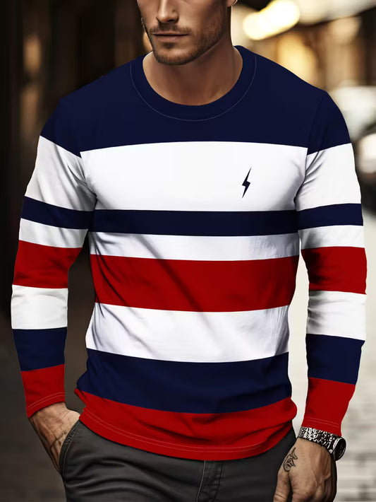 Men'S Casual Striped Long Sleeve T-Shirt