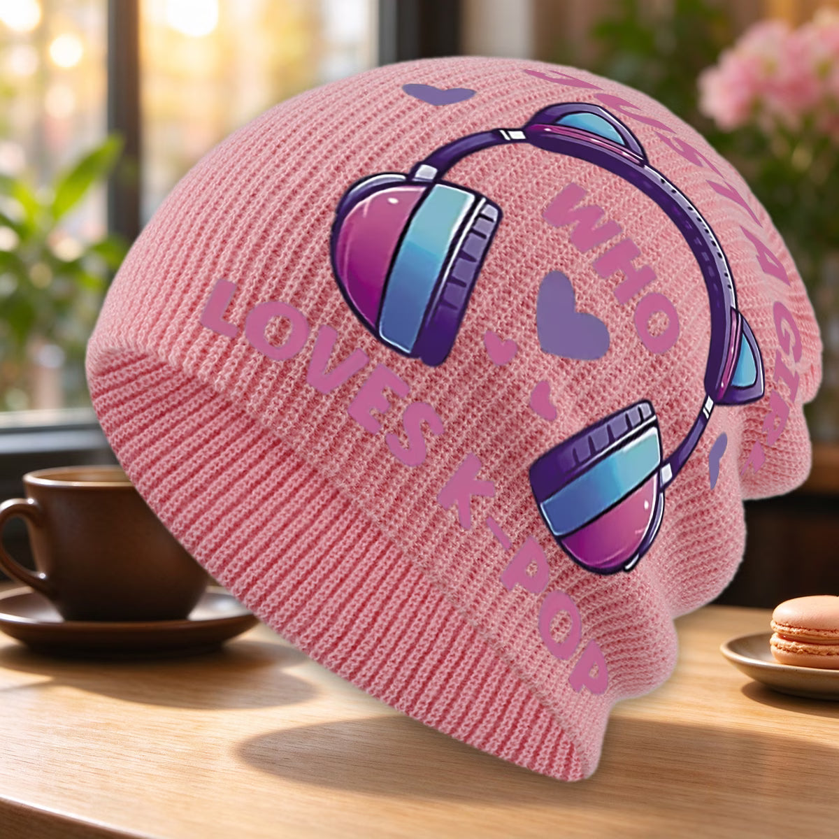 Cat-Ear Headphone Print Unisex Beanie