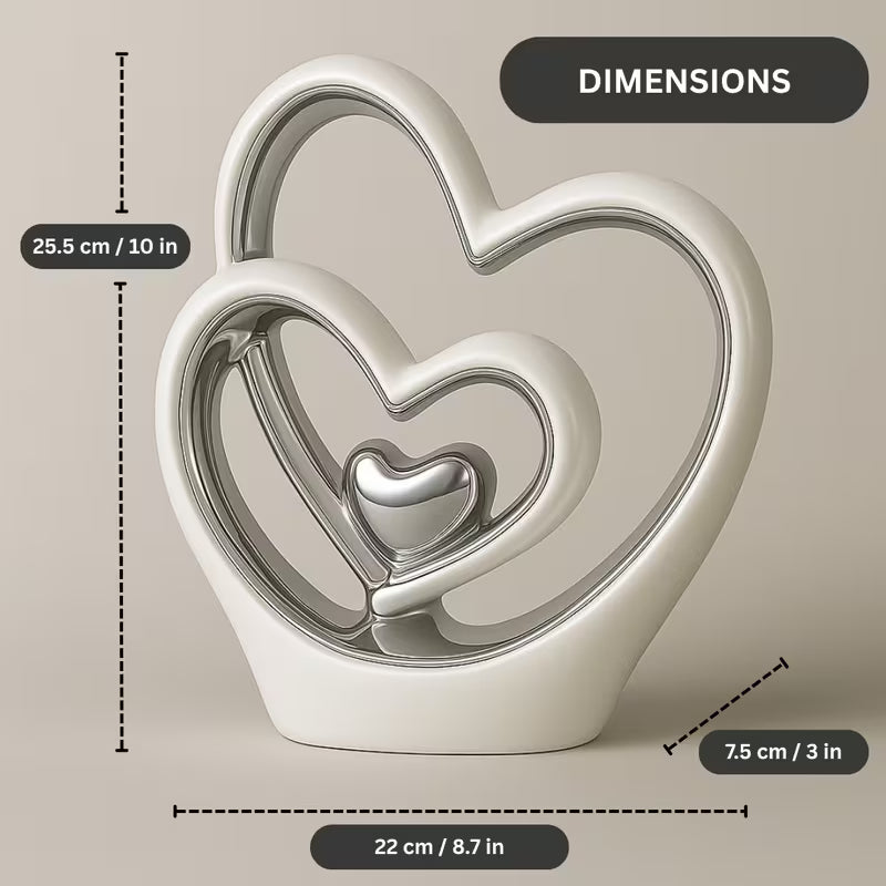 25.5cm Silver Heart Statue