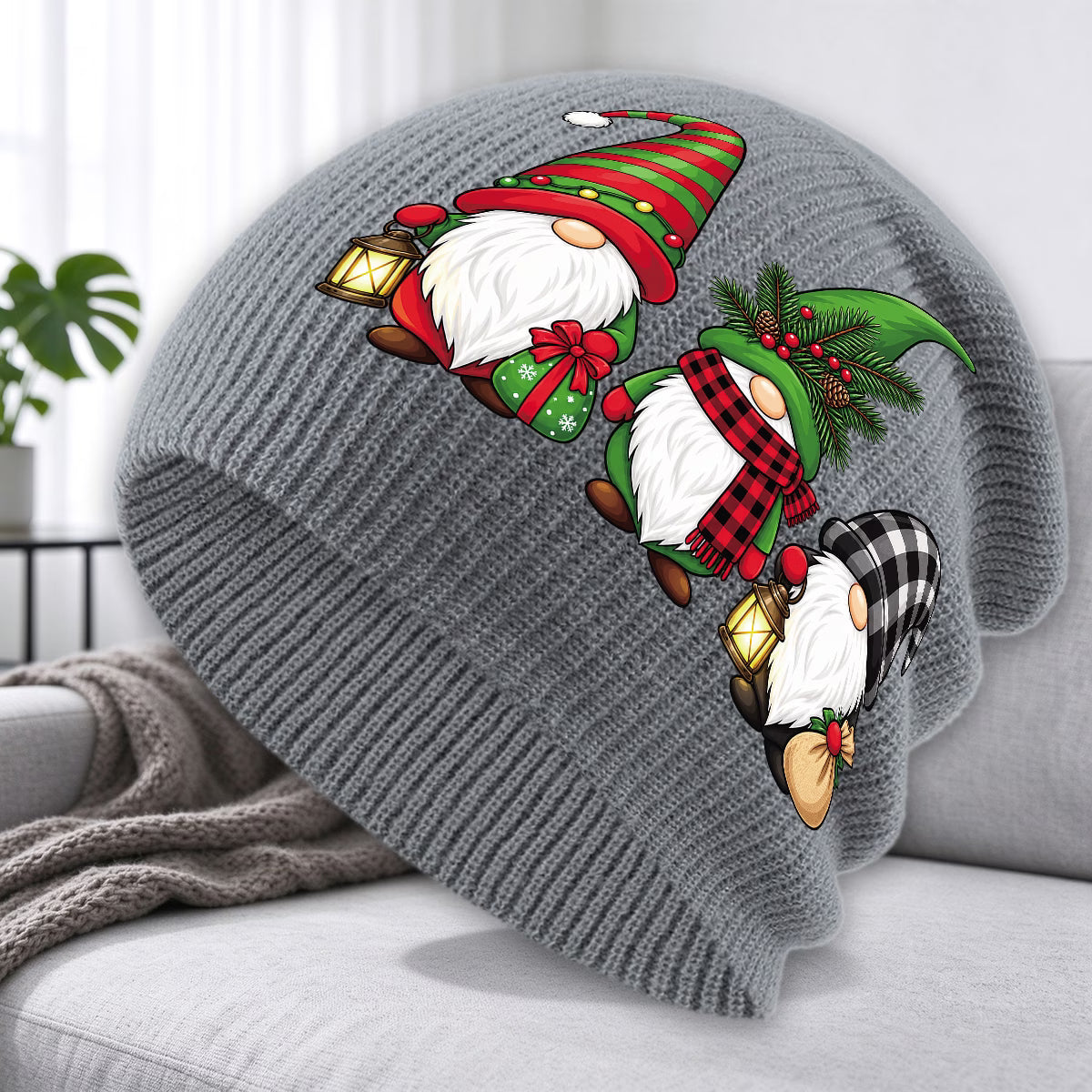 Christmas Gnome Print Unisex Winter Beanie