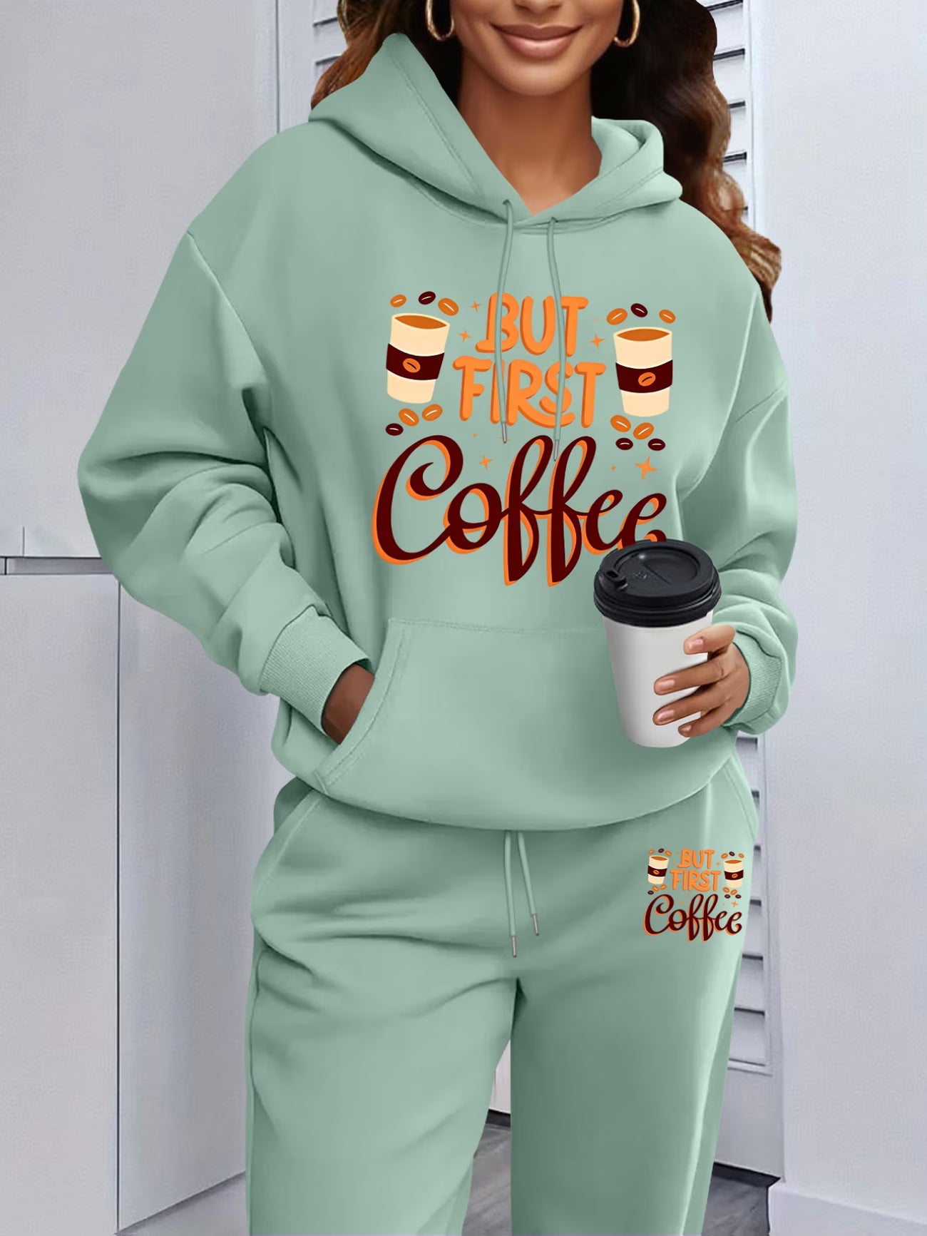 But First Coffee Hooded Sweatshirt & Sweatpants Set