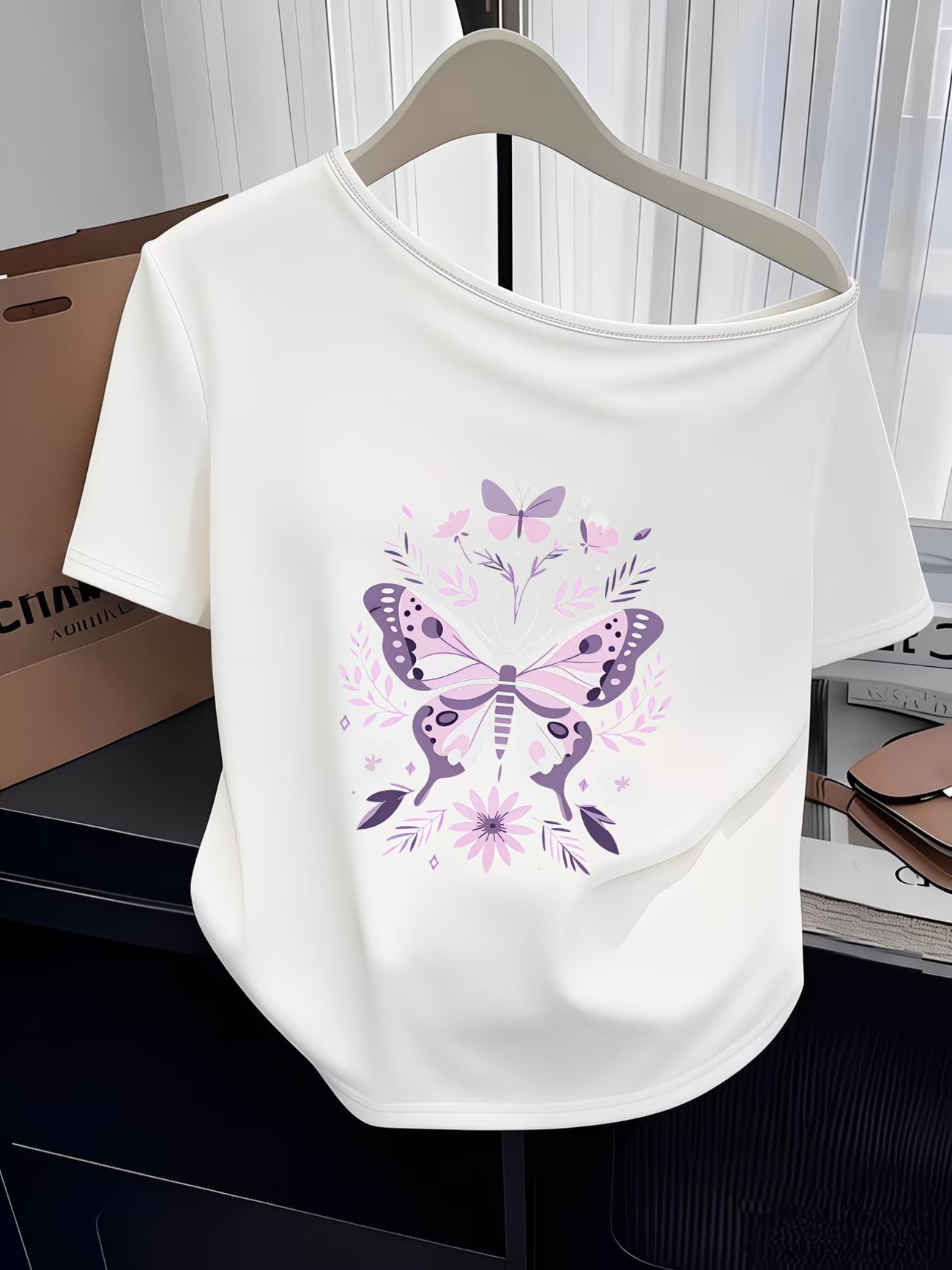 Butterfly & Floral Dream Print T-Shirt