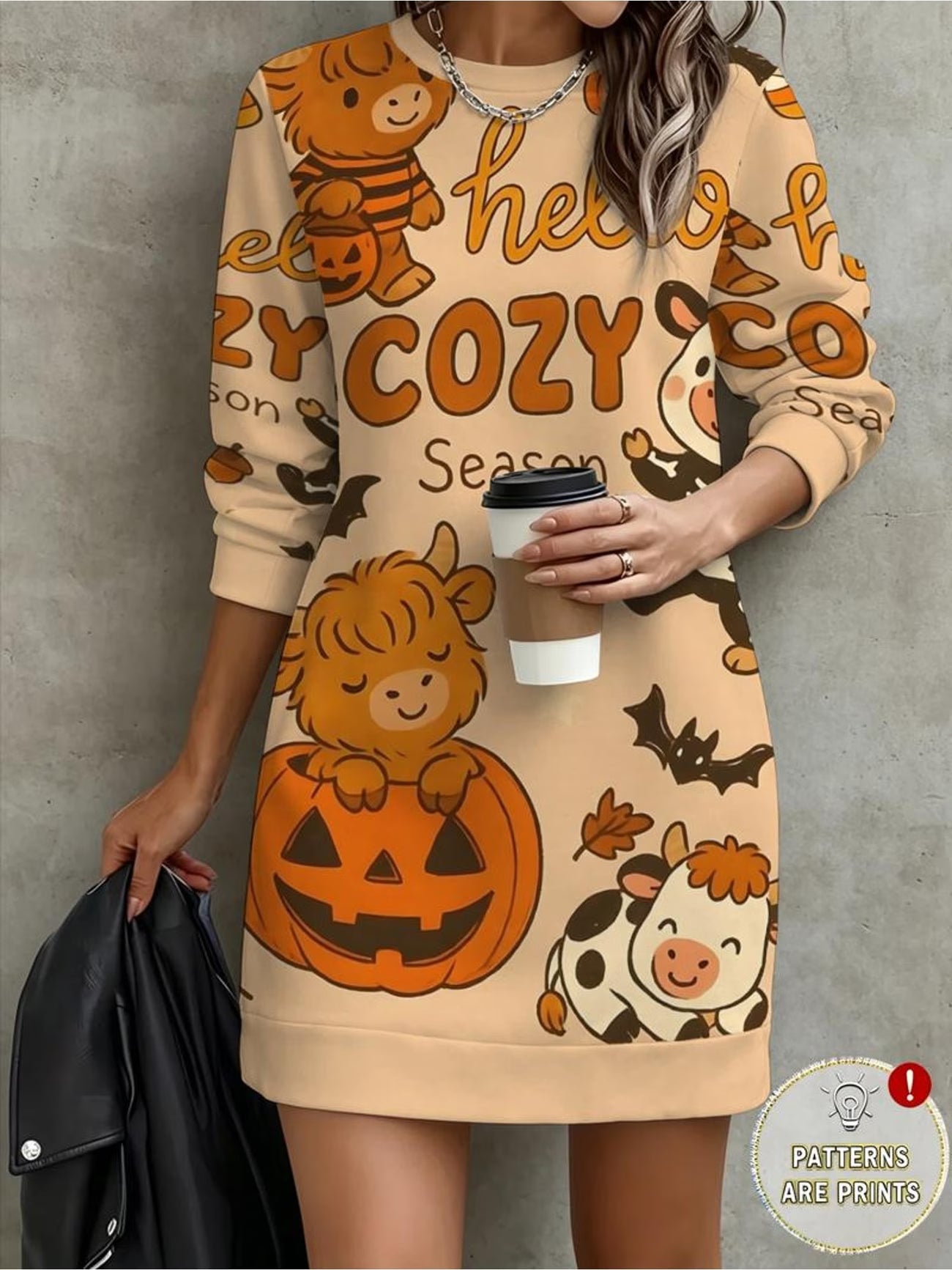 Highland Cow Pumpkin Halloween Print Sweatshirt