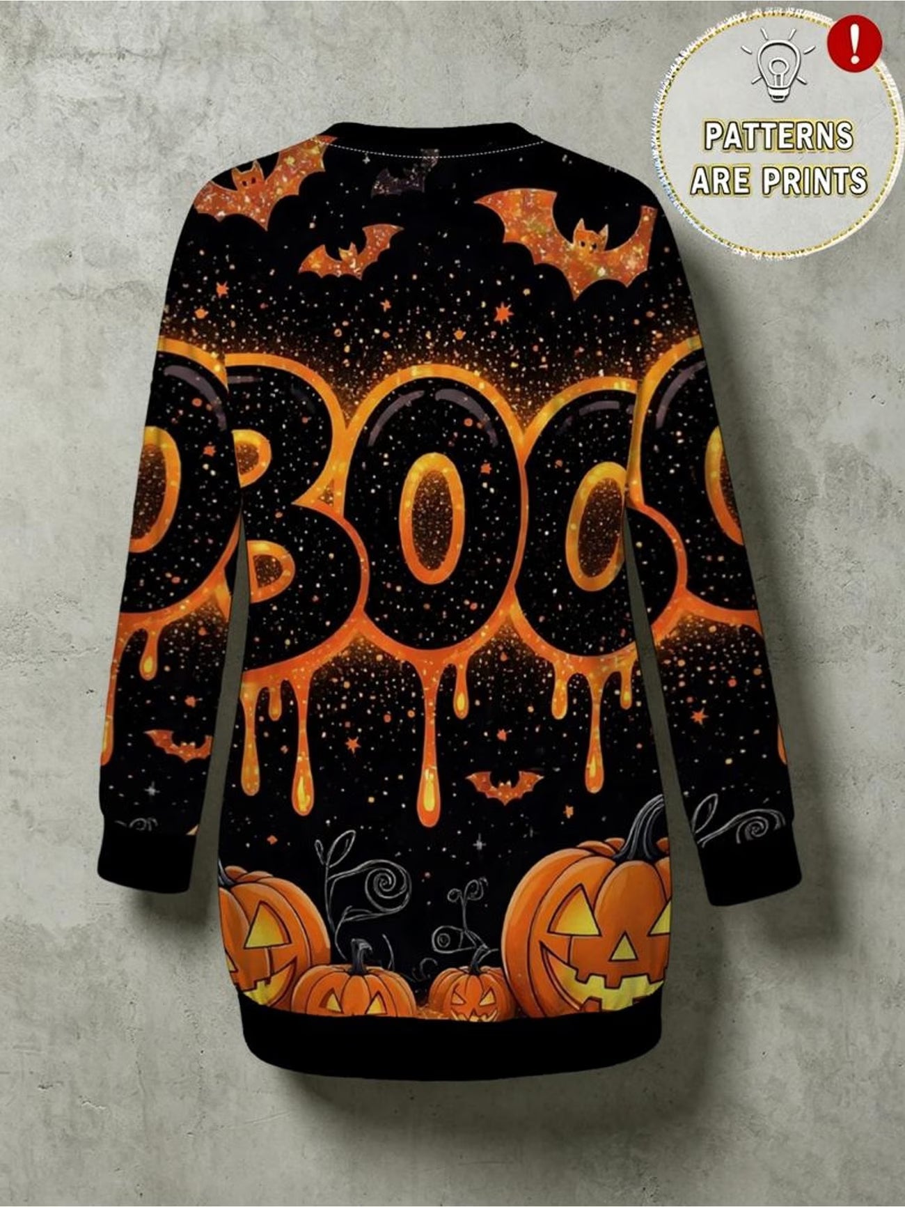 BOO Pumpkin & Bat Halloween Print Sweatshirt