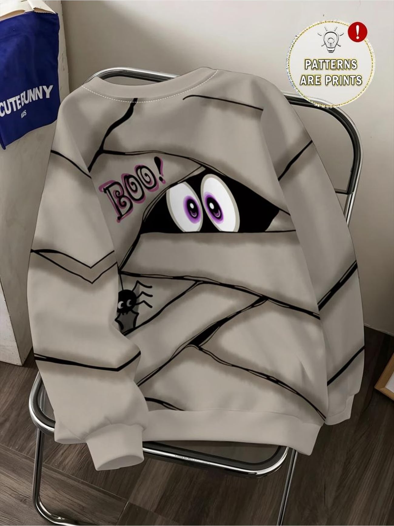 Mummy BOO Spider Halloween Print Sweatshirt