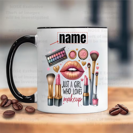 Customizable Makeup-Themed Mug That Can Have a Name Or Text Printed on It