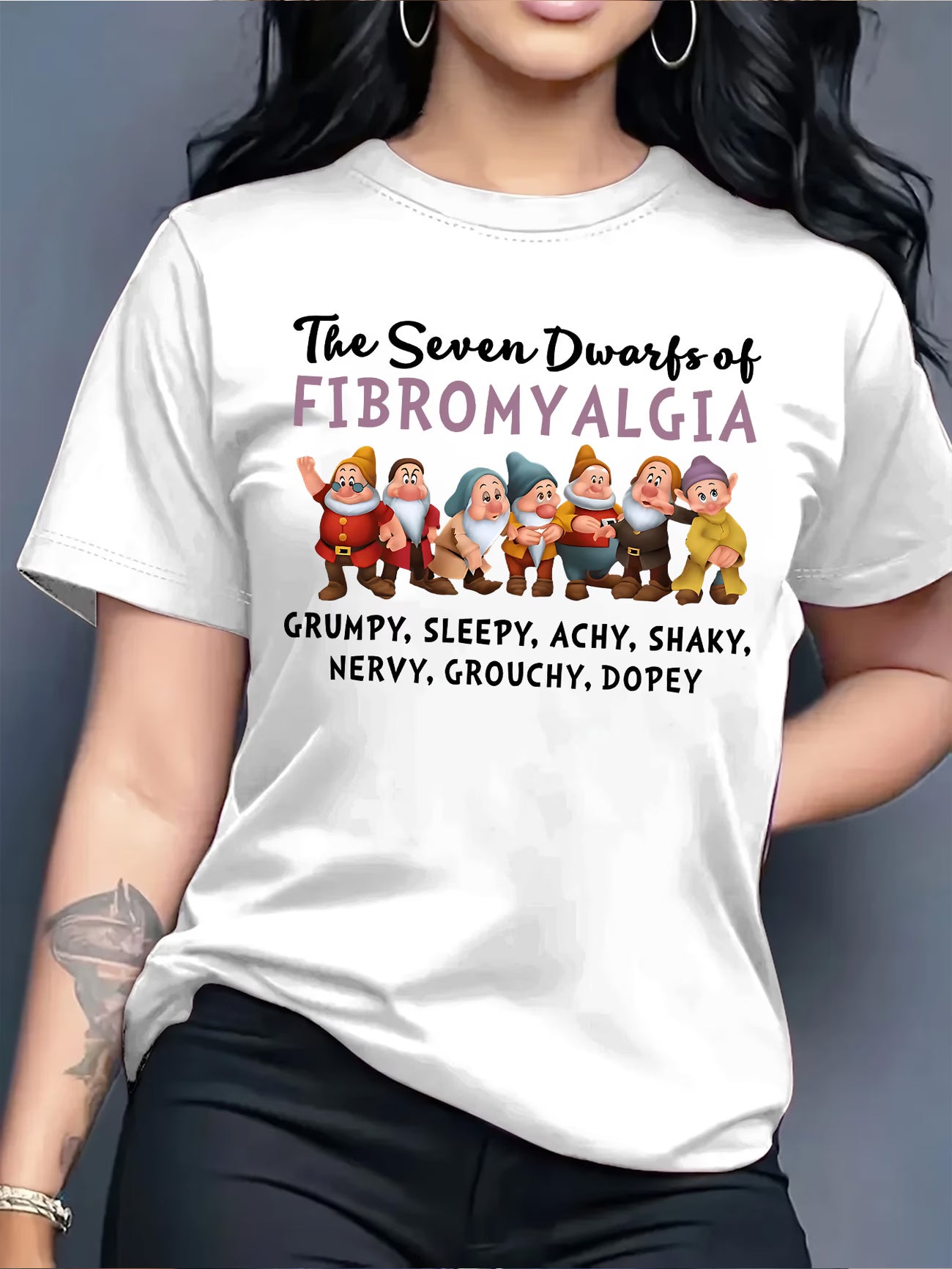 The Seven Dwarfs of Fibromyalgia — Graphic Print T-Shirt
