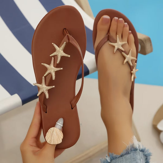 Women's Starfish Herringbone Flip-Flops