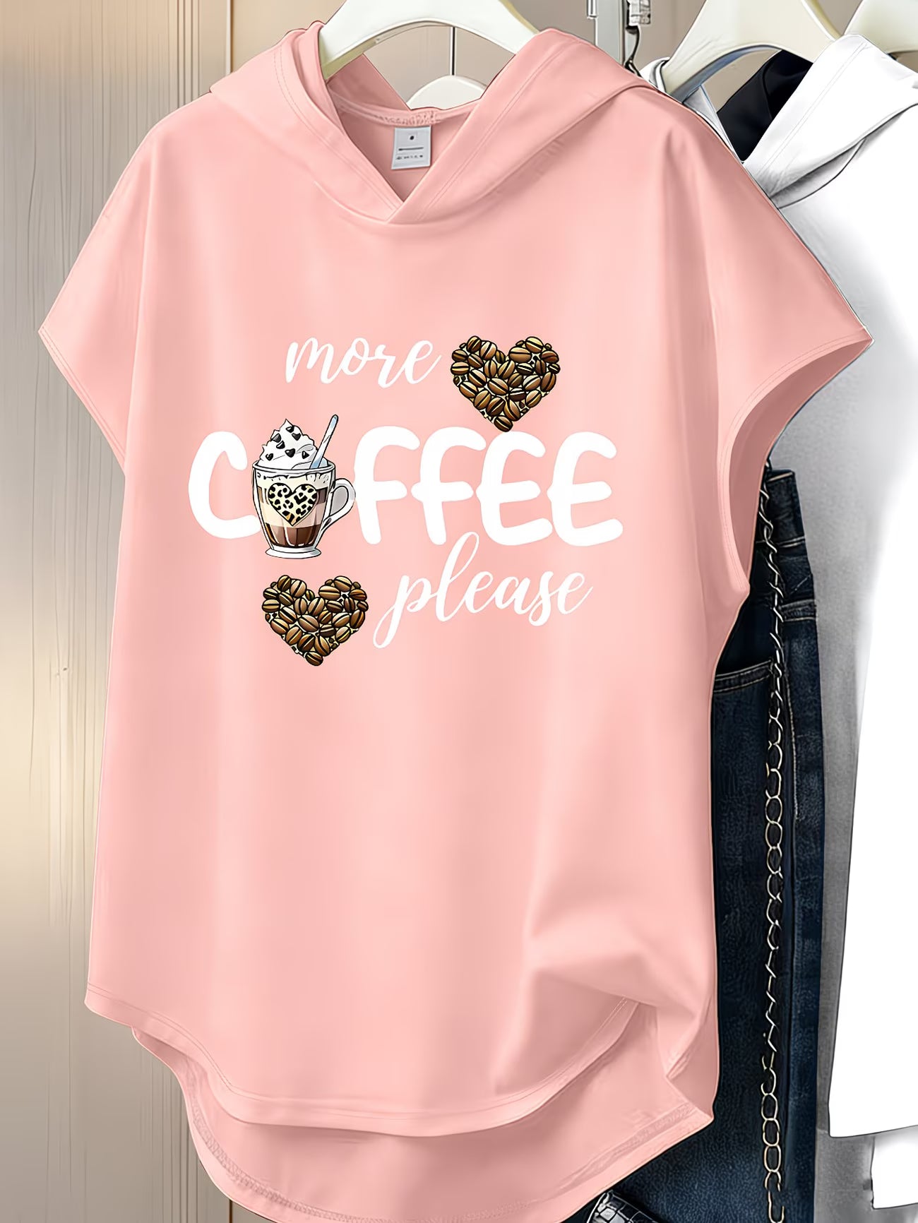 Women's Y2K 'COFFEE' Heart Print Hooded Sportswear — Loose Fit