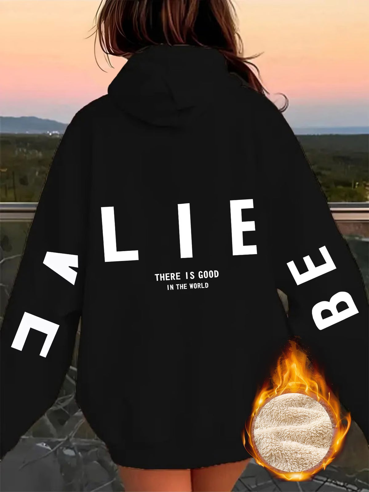 Ladies Attitude Slogan Velvet-Look Hoodie