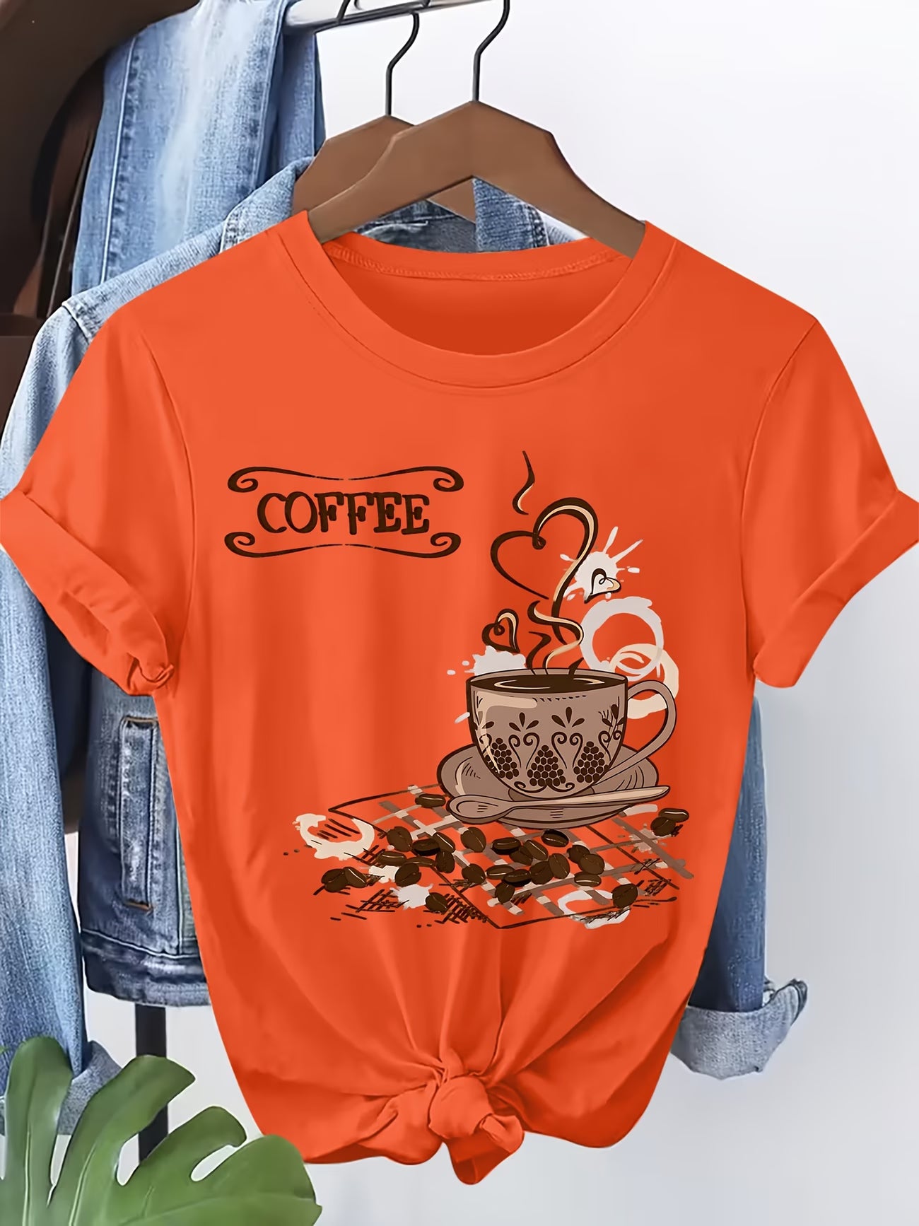 Women's Short-Sleeve T-Shirt – Vintage Coffee Cup Heart Print