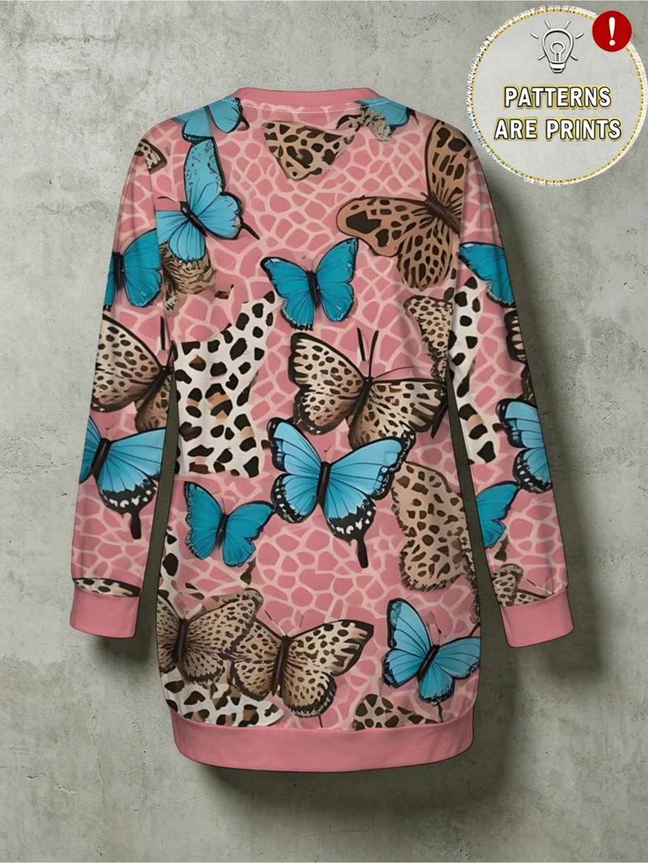 Leopard Butterfly Full Print Loose Sweatshirt