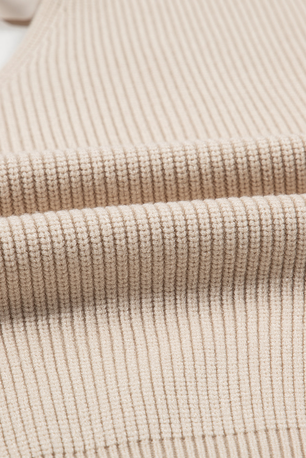 Apricot V-Neck Sweater with Ribbon Back