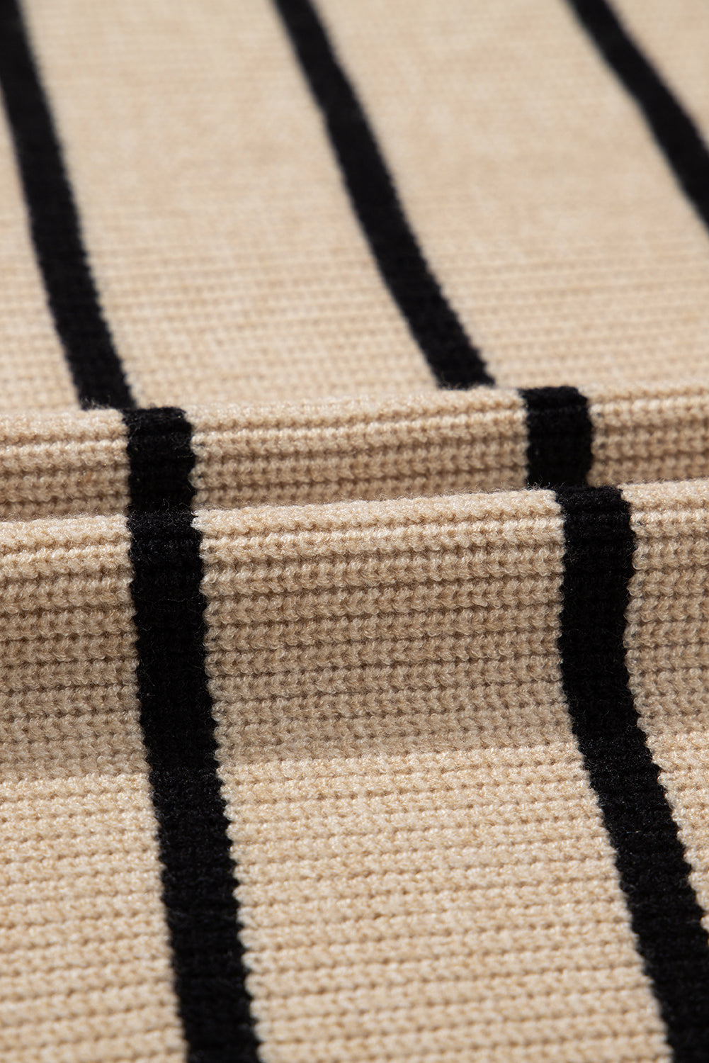 Black Striped Shawl Collar Open Cardigan with Pockets