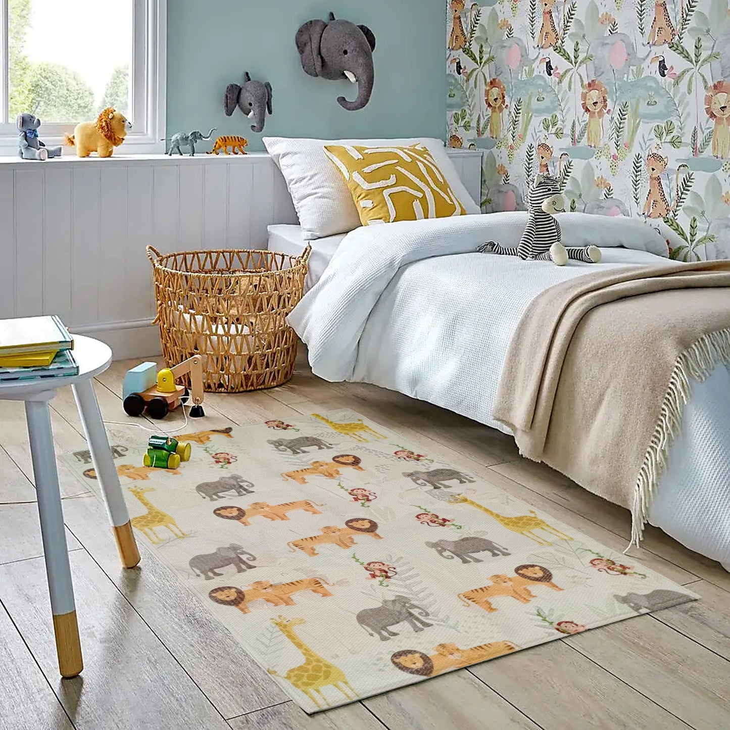 Animal Printed Rug Safari Modern Non-Slip Soft Durable Floor Rug for Living Room Bedroom Hallway & Office