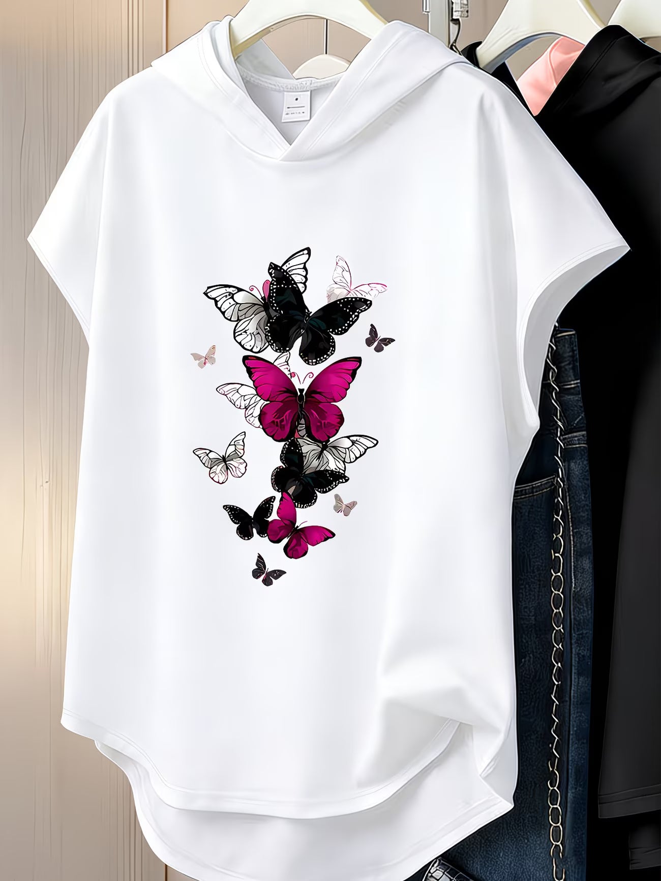 Women's Y2K Butterfly Print Hooded Sportswear — Loose Fit