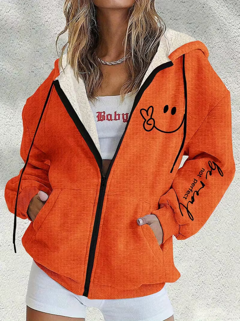 Women'S Casual Hooded Zip-Up Fleece Jacket