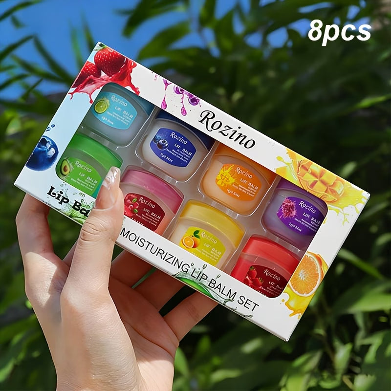 8pcs Couple's Lip Balm Gift Set – 6 Fruit-Flavoured Lip Glosses