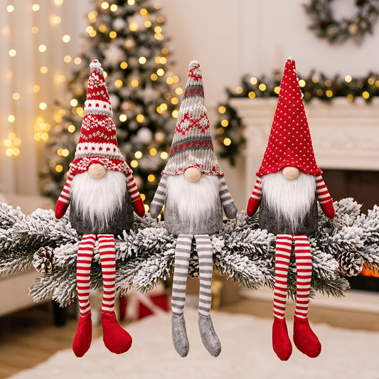 3pcs Christmas Gnome Collectible Figurine – Nordic Style Long-Legged Faceless Decoration