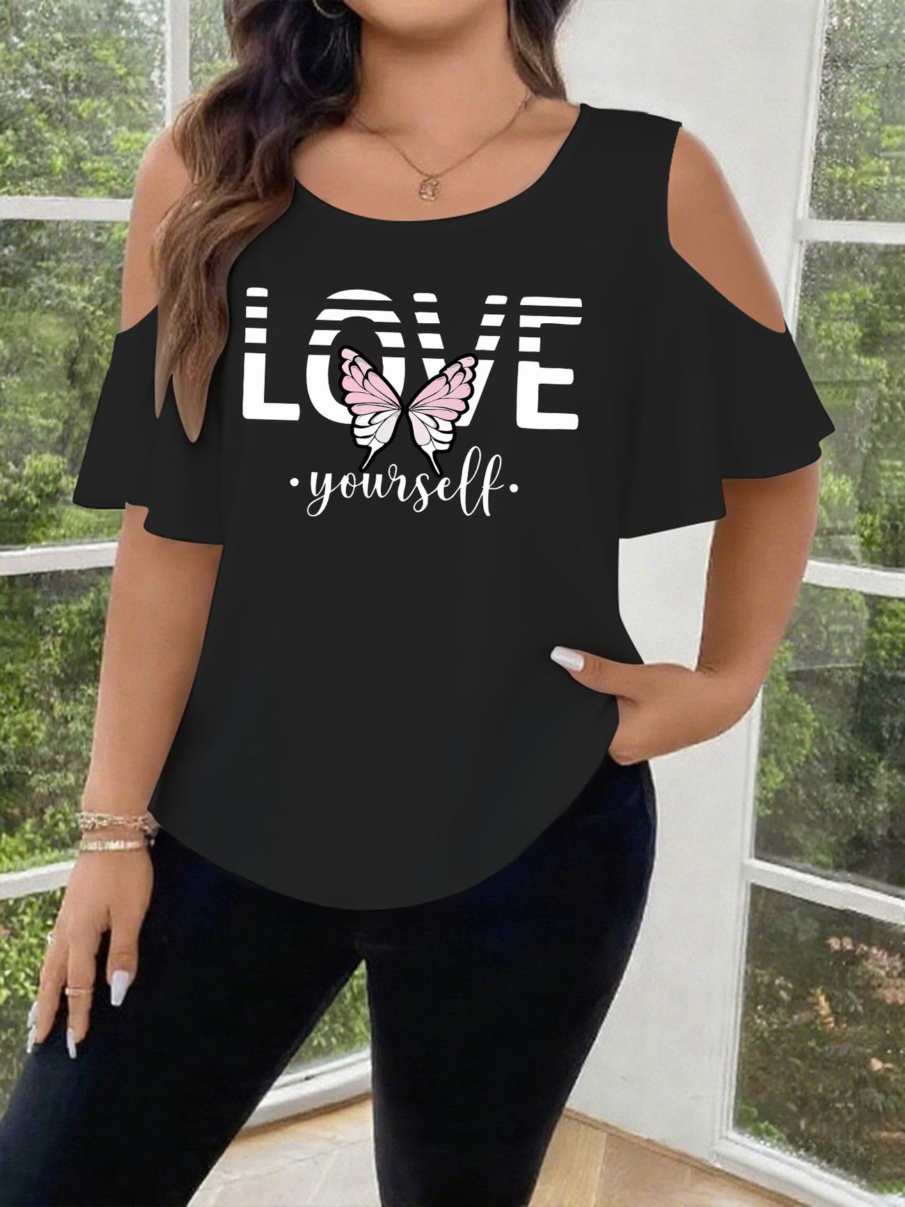 Love Yourself — Women's Plus Size Off-Shoulder Batwing Top