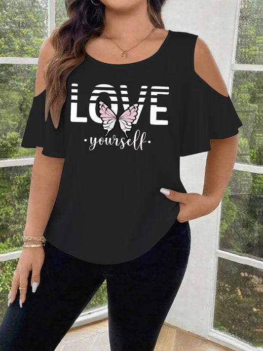 Love Yourself — Women's Plus Size Off-Shoulder Batwing Top