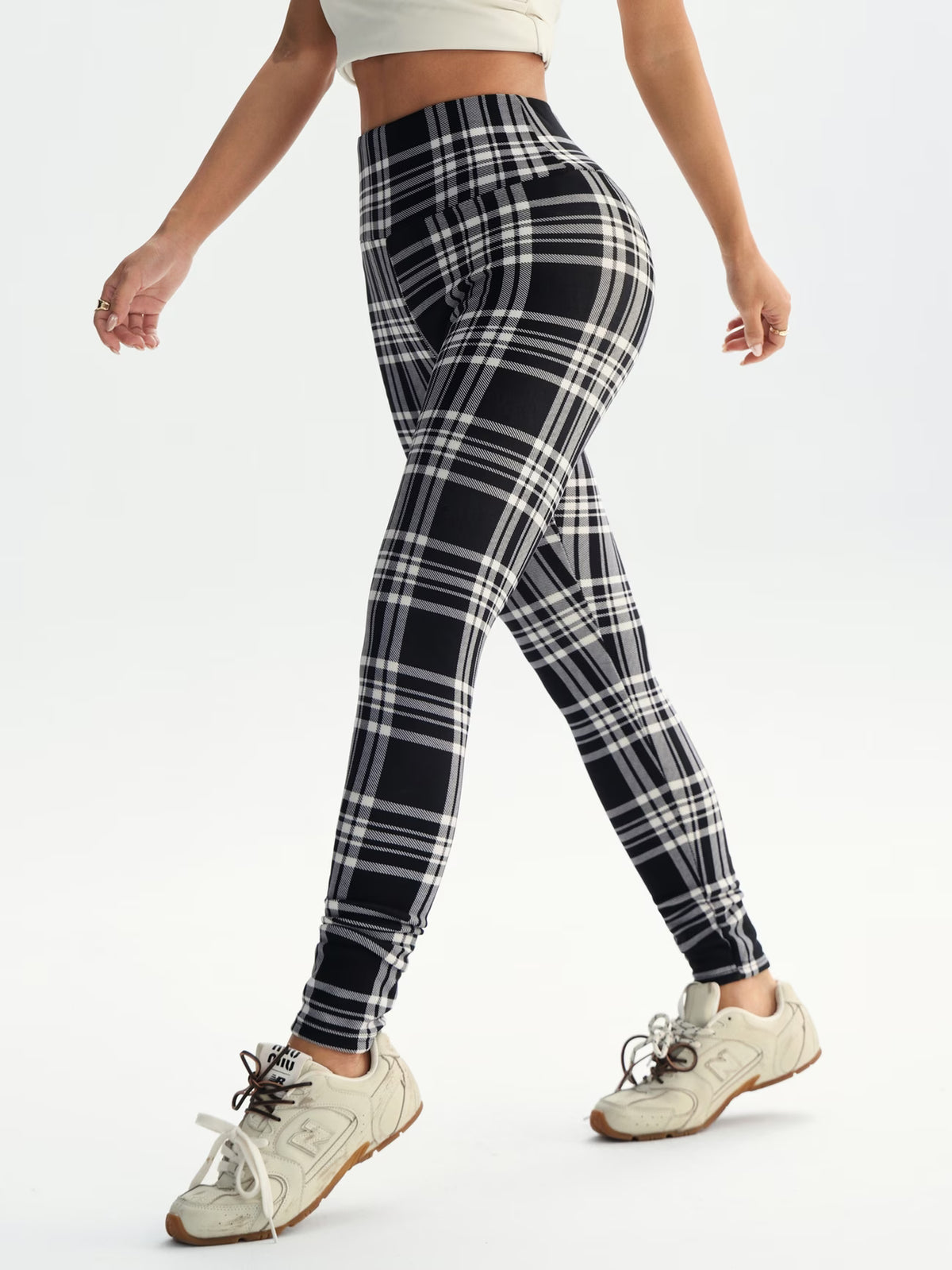 Women's High-Waist Fleece-Lined Leggings, Thick Warm Stretch Trousers