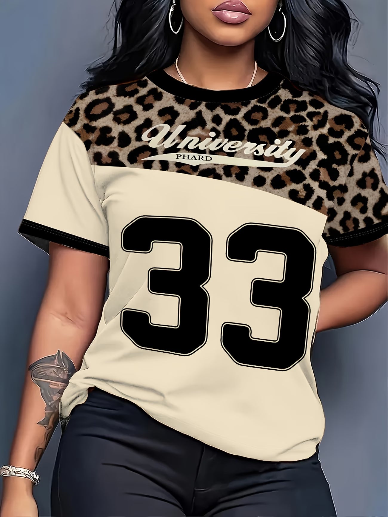 Women's Number 33 Full-Body Print Short Sleeve T-Shirt