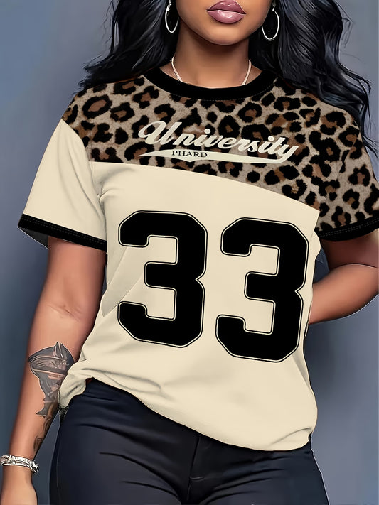 Women's Number 33 Full-Body Print Short Sleeve T-Shirt