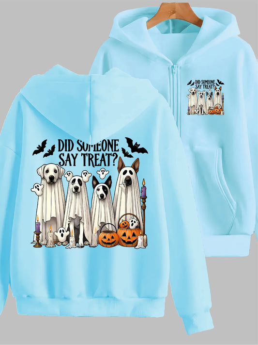 Fun Cartoon Pattern Print Y2K Zip-Up Hoodie Cardigan | All-Season Casual Jacket