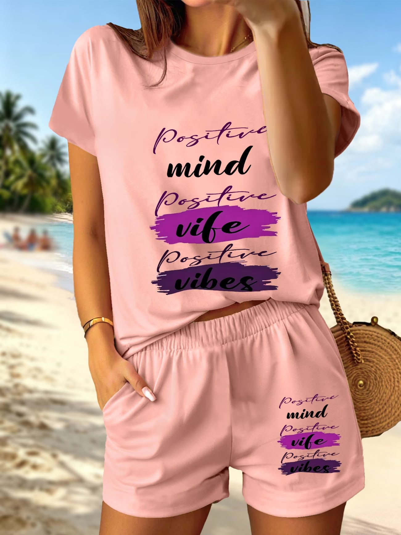 Positive Vibes Co-Ord Set – Tee & Shorts