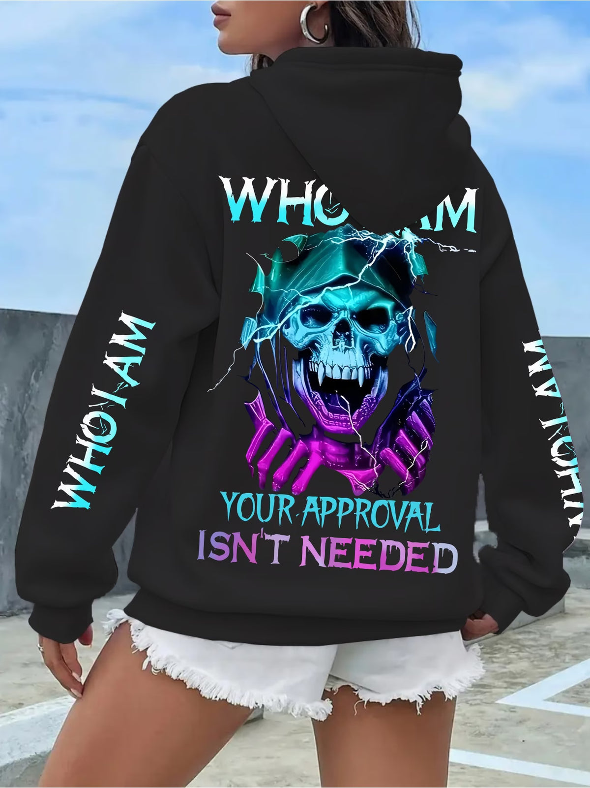 Women's Skull Print Round-Neck Sweater