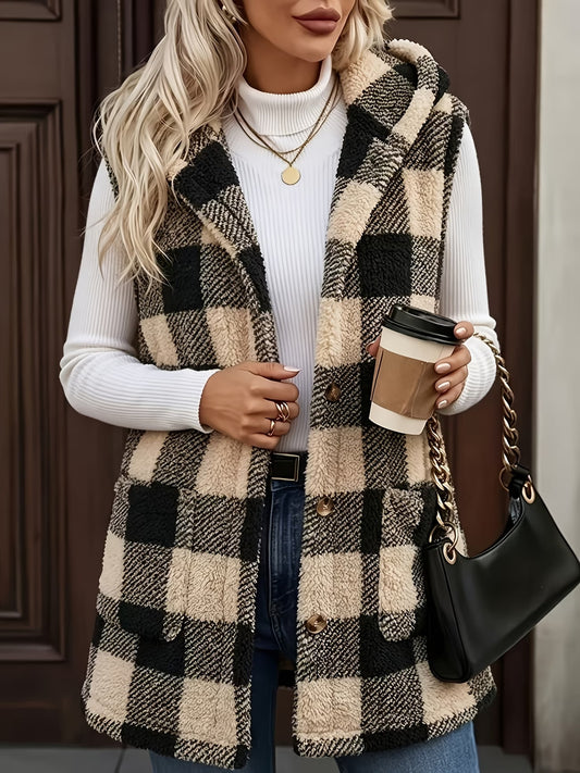 Plus Size Plaid Vest Coat