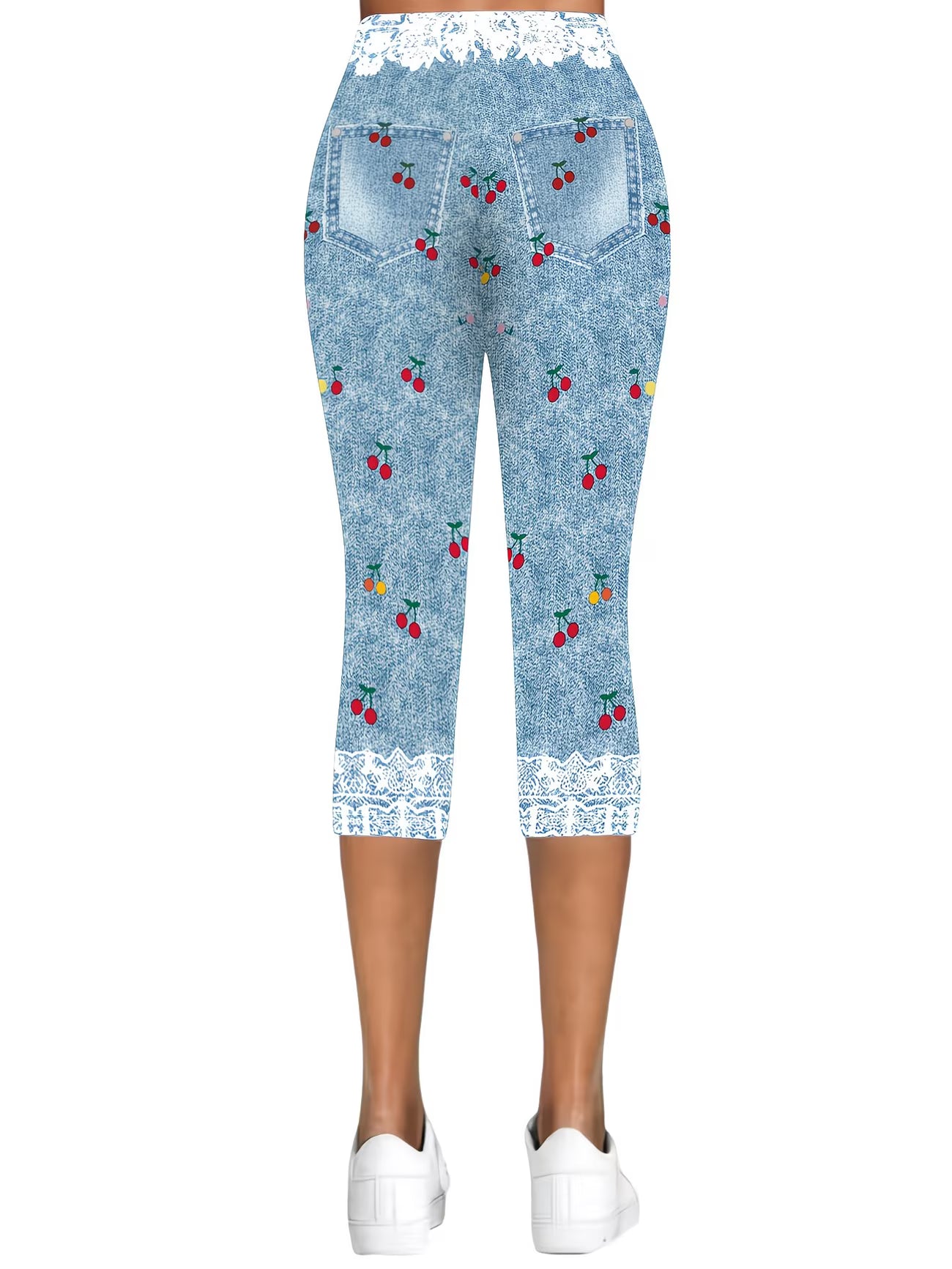 Cherry Print Capri Pants | Stretch, Non-Denim