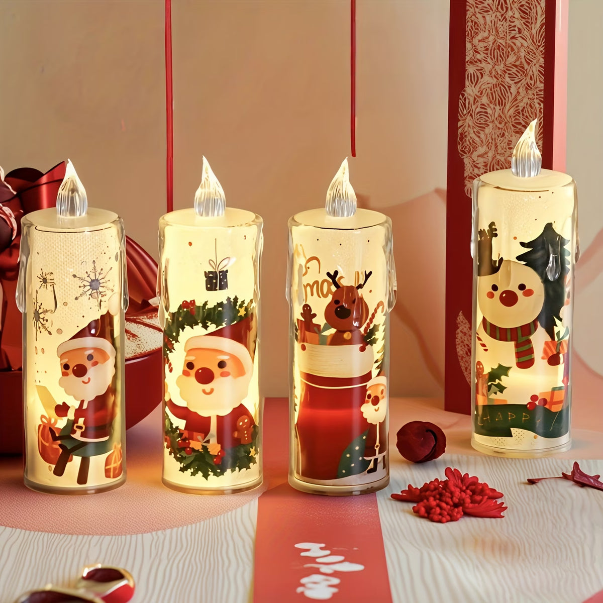 Set of 4 Santa Claus Flameless LED Candles