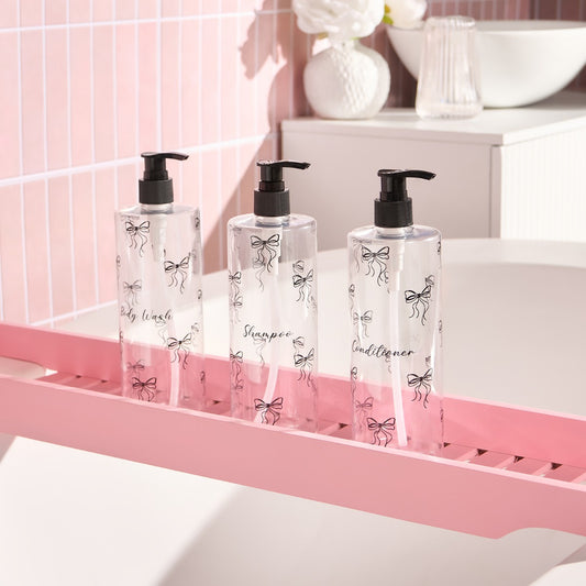 Bows Dispenser Bottles, Clear/Black - 3 Pack