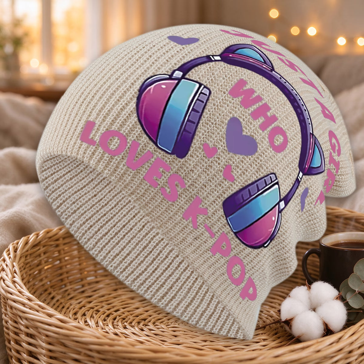 Cat-Ear Headphone Print Unisex Beanie