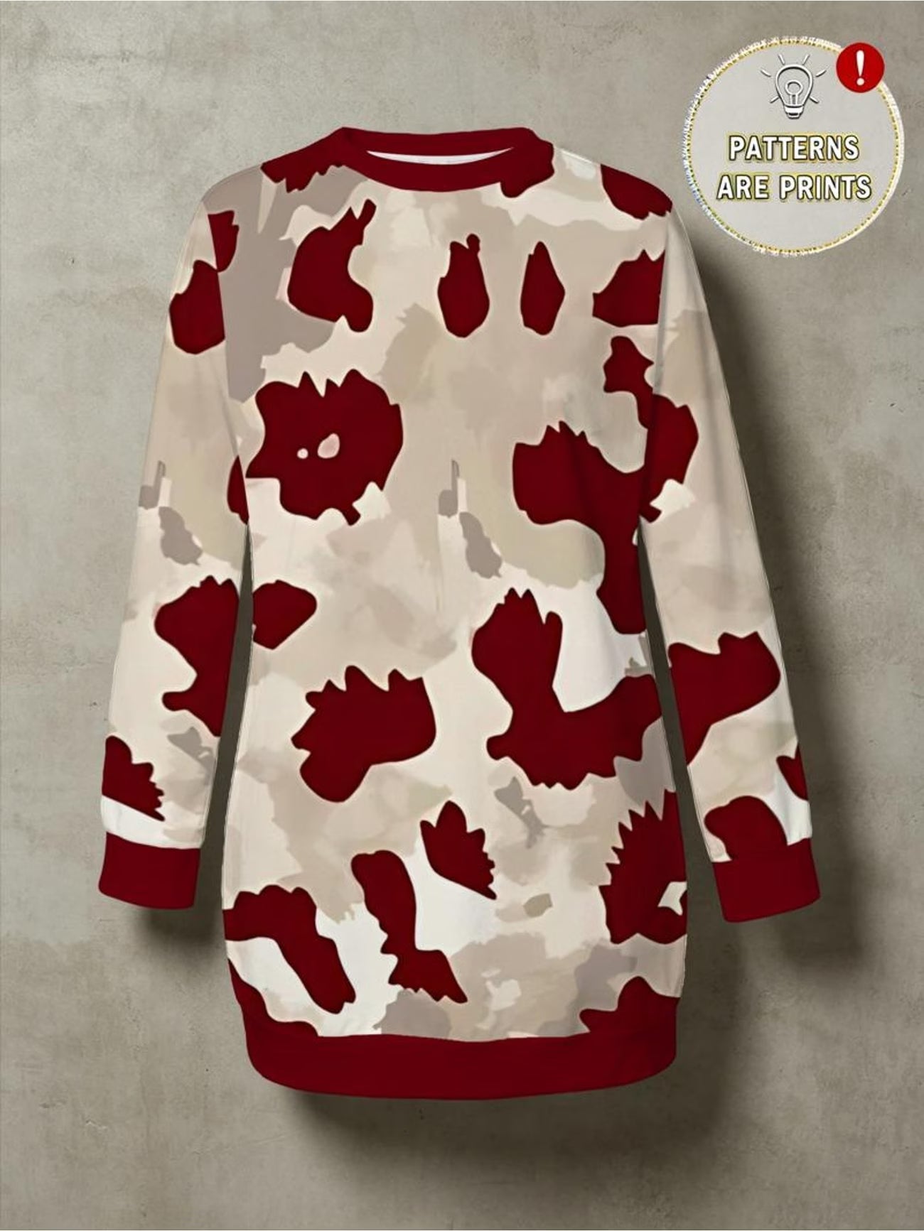 Burgundy Leopard Print Loose Sweatshirt