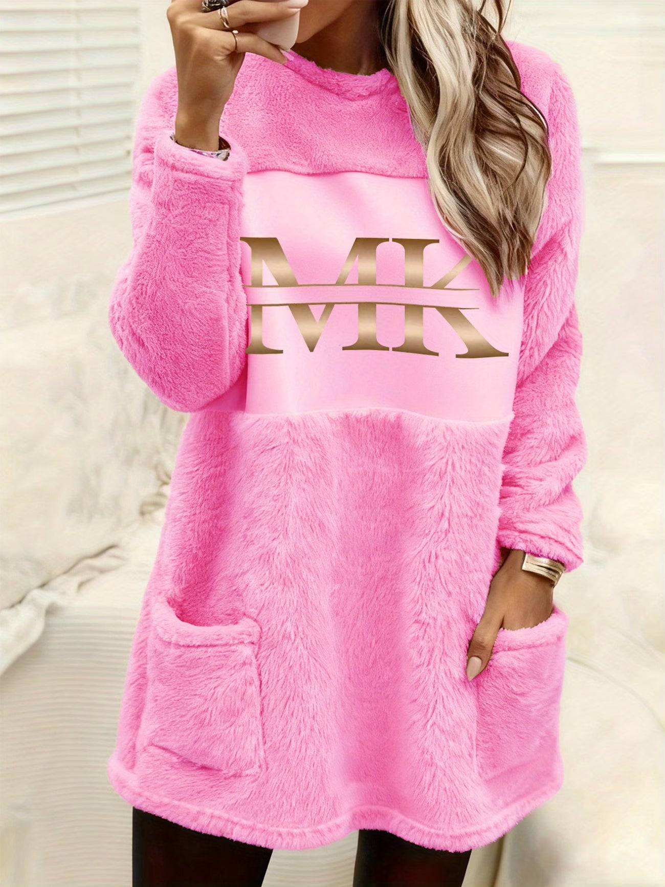 Casual Long-Sleeve Double-Faced Plush Extended Hoodie