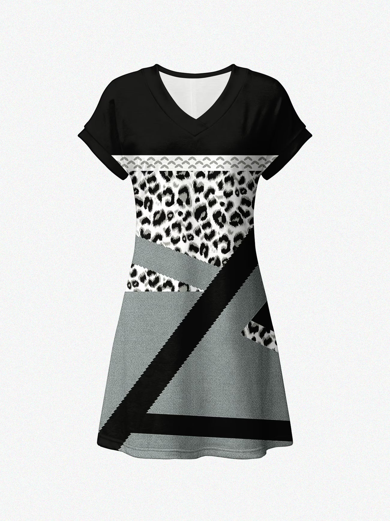 Women'S V-Neck Casual Short-Sleeve Dress mixed colours
