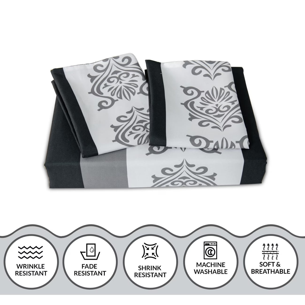 3PCS Reversible Microfiber Bedding Set with Pillowcases