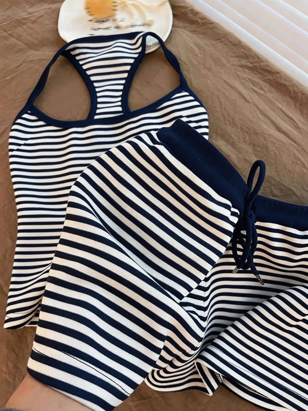 Women's 2-Piece Striped Pyjama Set | Vest & Shorts | Spring Summer Loungewear