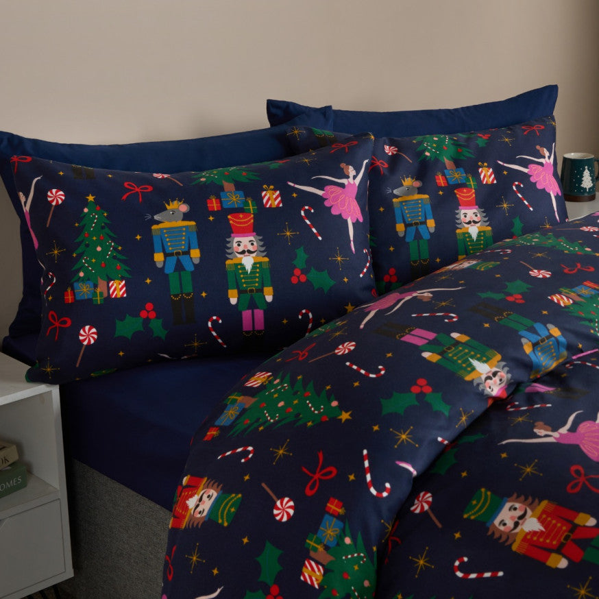 Nutcracker Festive Duvet Cover Set - Navy