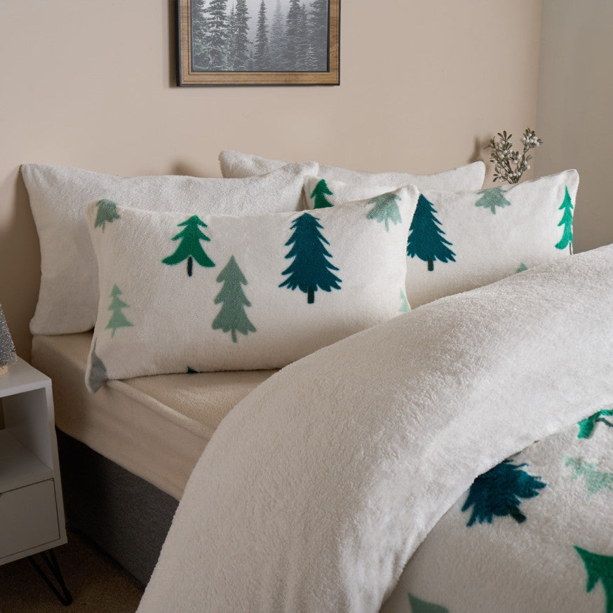 Christmas Tree Teddy Duvet Set - White