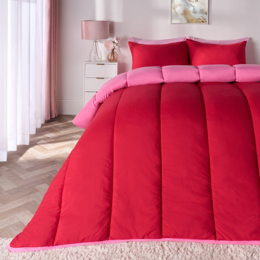 Coverless 10.5 Tog Reversible Duvet Set - Hot Pink/Red